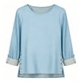 thumbnail image 6 of Levmjia Women Solid Color Denim Blouse Soft Breathable Denim Relaxed Loose Fit Long Sleeve Casual Pullover Shirt Office Commute Holiday Travel Daily Versatile Everyday Outfit, 6 of 7
