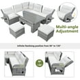 thumbnail image 5 of Harper & Bright Designs Outdoor Rattan Sectional Sofa Set with Adjustable Dining Table, Patio L-Shaped Wicker Conversation Set with 2 Ottomans, Recliners with Extendable Side Tables for Garden, 5 of 16