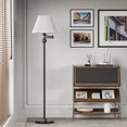 thumbnail image 2 of Maxax Traditional Swing Arm Floor Lamp，64" Black Antique Standing Lamp with Adjustable Direction Pleated White Fabric Shade for Living Room Reading House Bedroom, 2 of 7