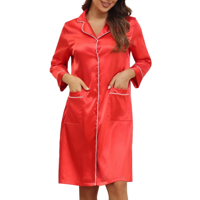 Camisón elegante,Camisón con cuello en V para mujer, camisón con botones, vestido de pijama de color puro, tecnología innovadora