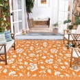 thumbnail image 3 of 9x12 Orange&White Outdoor Rug Waterproof Reversible, Floral Plastic Straw Patio Rug, Foldable Outdoor Area Rug for RV Camping, Picnic, Beach, Balcony, Deck & Garden 9x12 Orange&White, 3 of 10