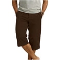 thumbnail image 3 of Men's Summer Capri Pants Summer Hiking Work Cropped Cargo Pant Elastic Waist Lightweight Loose Casual Capris with Pockets, 3 of 6