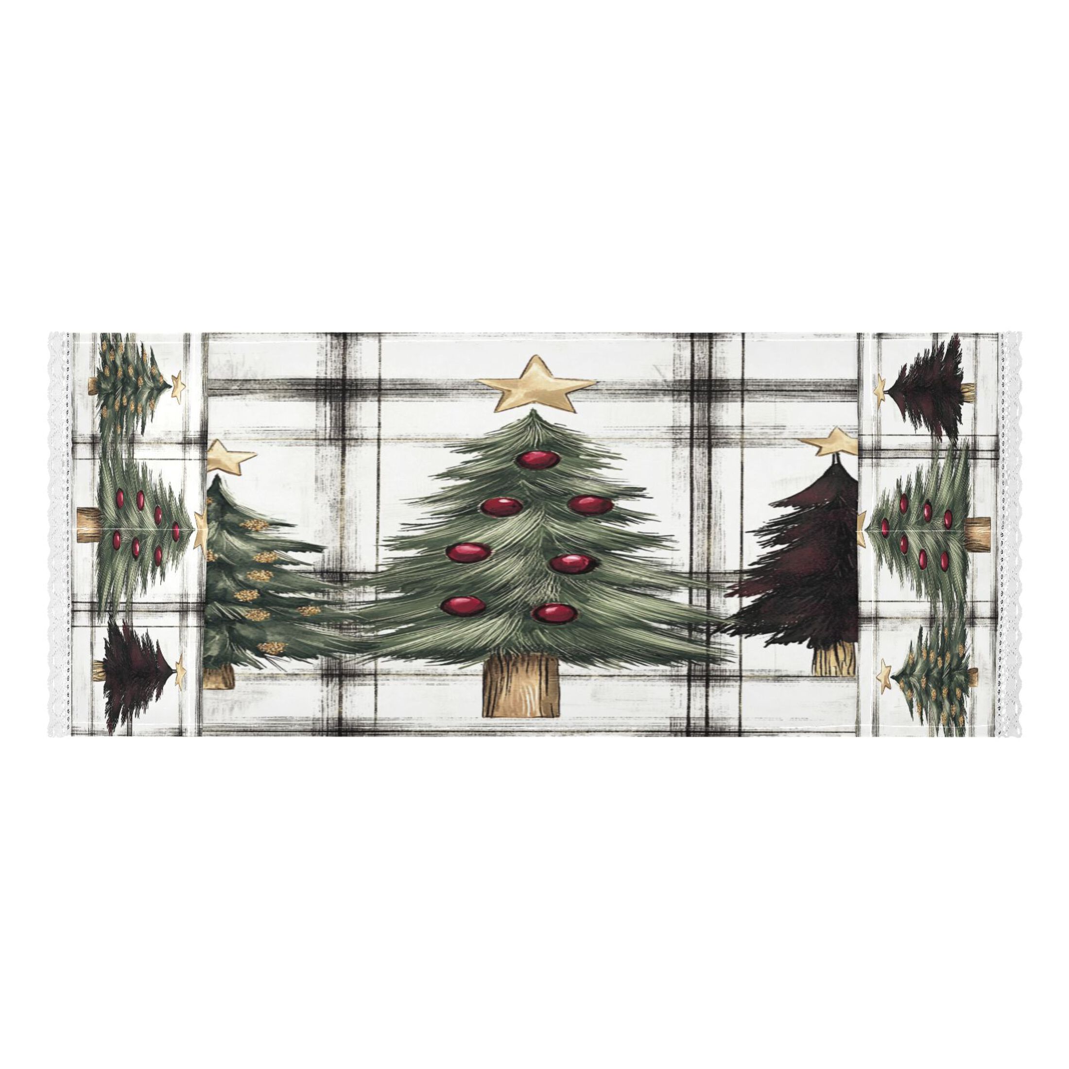 WOBOGO Christmas Trees on A White and Black Plaid Pattern Washing Machine Cloth Dryer Refrigerator Top Cover Protective Non-Slip Mat For Kitchen Laundry
