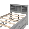 thumbnail image 2 of Noble House Nerissa Twin Platform Bed with Bookcase Headboard, USB Ports, Extra Trundle and Storage Drawers, Gray, 2 of 17