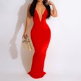 thumbnail image 4 of Vedolay Girls Dresses Women's Elegant Ribbed Knit Bell Sleeve Fit and Flare Midi Dress,Red M, 4 of 5