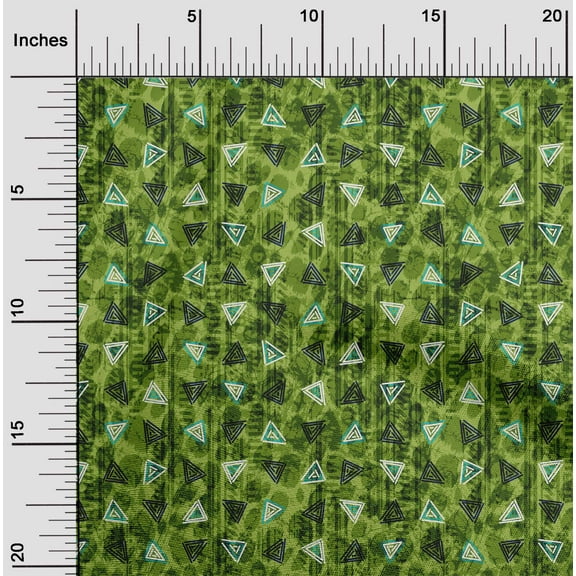 oneOone Cotton Jersey Light Green Fabric Texture & Triangle Geometric Dress Material Fabric Print Fabric By The Yard 58 Inch Wide