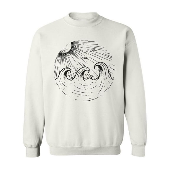 Sea And Sun Circular Sketch Sweatshirt Men -Image by Shutterstock, Male Small