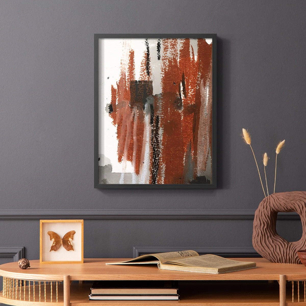 Loft Pastel V Framed Print in Black Solid Wood Framed Print No Nail Hanging