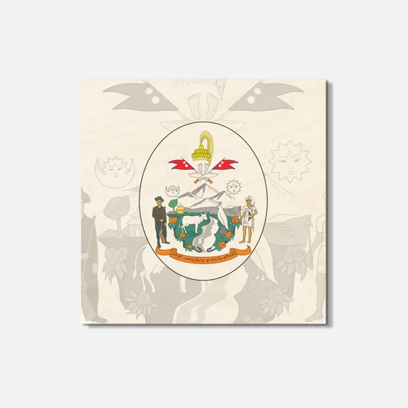 Nepal Coat Of Arms 4'' X 4'' Square Wooden Coaster