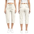thumbnail image 2 of Cargo Pants for Women Ihhxva Women's Capri with Pockets Elastic Waist Sport Capris Lightweight Cotton Casual Hiking Summer Loose Fit Straight Leg S-3XL, 2 of 7