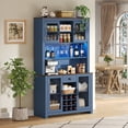 thumbnail image 5 of Wooden Sideboards 70.9" Kitchen Pantry Storage Cabinet Rustic Buffet Cabinet, Kitchen Hutch Cabinet with LED Outlets Food Pantry Cabinet with Doors and Shelves Wine Rack for Dining Room, Navy Blue,D, 5 of 27