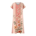 thumbnail image 4 of Taylonsss Womens Fashion Floral Print Short Sleeve V Neck Flowy Long Dress Casual Beach Resort Outfit, 4 of 5