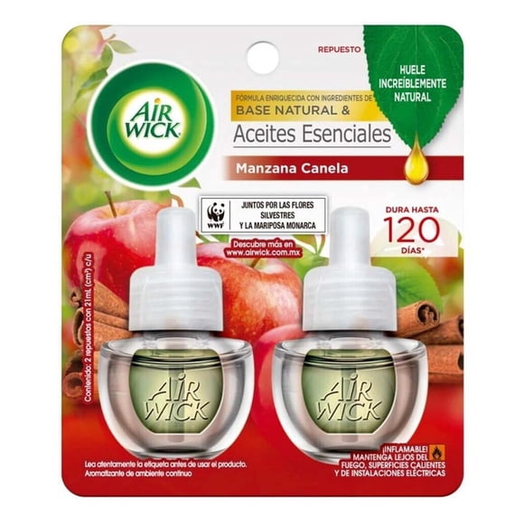 Aromatizante ambiental Air Wick manzana canela 2 repuestos de 21 ml c/u