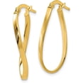thumbnail image 2 of 14K Yellow Gold Polished Oval Hoop Earrings - 26mm- Made In Italy, 2 of 6