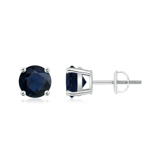 ANGARA Natural Basket-Set Round 2 ct Blue Sapphire Studs in 14K White Gold for Women (Size-6mm) | September Birthstone, Birthday, Anniversary, Jewelry Gift for Women | Natural Blue Sapphire Earrings