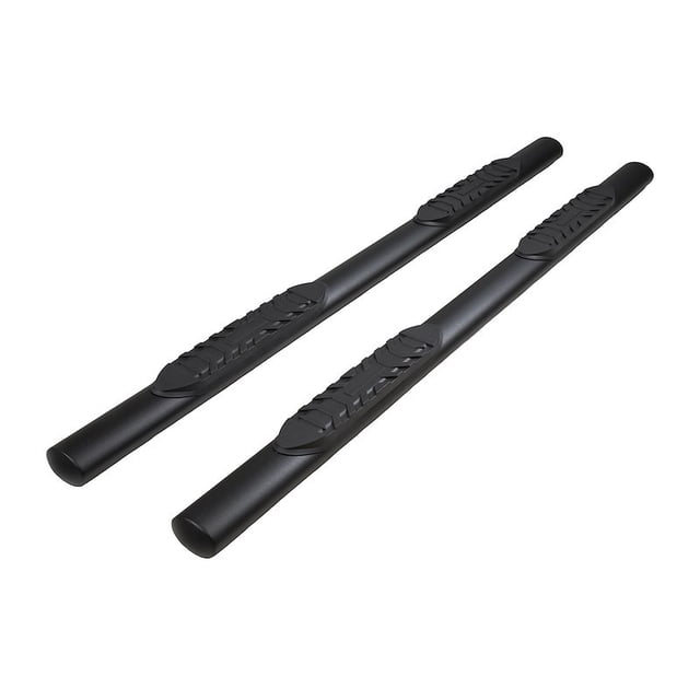 TrailFX Nerf Bar A1559T TFX 4 Oval Tube Side Steps; With Step Pads; 4 Inch Oval Straight; Powder Coated; Titanium Matte Black; Steel; With Welded End Caps; Rocker Panel Mount