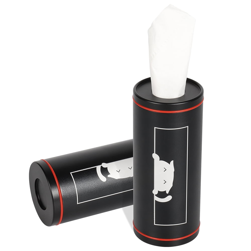 Car Tissue Holder, Metal Napkin Dispenser Cylinder Refillable, Black