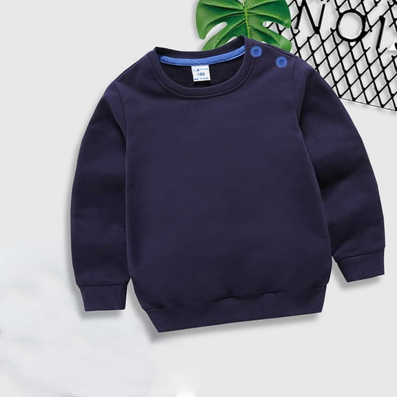 Nmnitkp Kid Sweatshirt High-Grade Fabric Toddler Kids Baby Boys Girls Crewneck Pullover Sweatshirt Fleece Solid Color Coat Warm Fall Winter Clothes