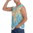 thumbnail image 3 of Lsque World Map With Animals 1 Print Men's Cotton Blend Sleeveless Muscle Shirts (S-3XL)- Moisture Wicking, Odor Protection, UPF 30+,XX-Large, 3 of 8