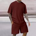 thumbnail image 1 of Weiqiqre Ensemble 2 Pcs pour Homme T-Shirt d'Été à Manches Courtes à Col Ras du Cou et Short de Survêtement Décontracté à Cordon, 1 of 6