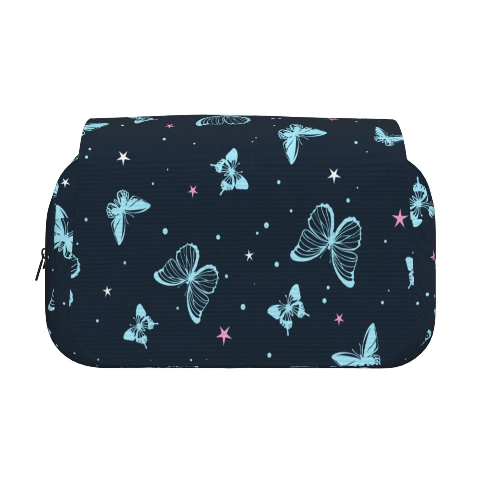 Rateoe Beautiful Butterflies Pattern Double Clamshell Pen Case, Storage Organizer with Two Zipper Compartments– Holds Up to 50 Pencils & Pens