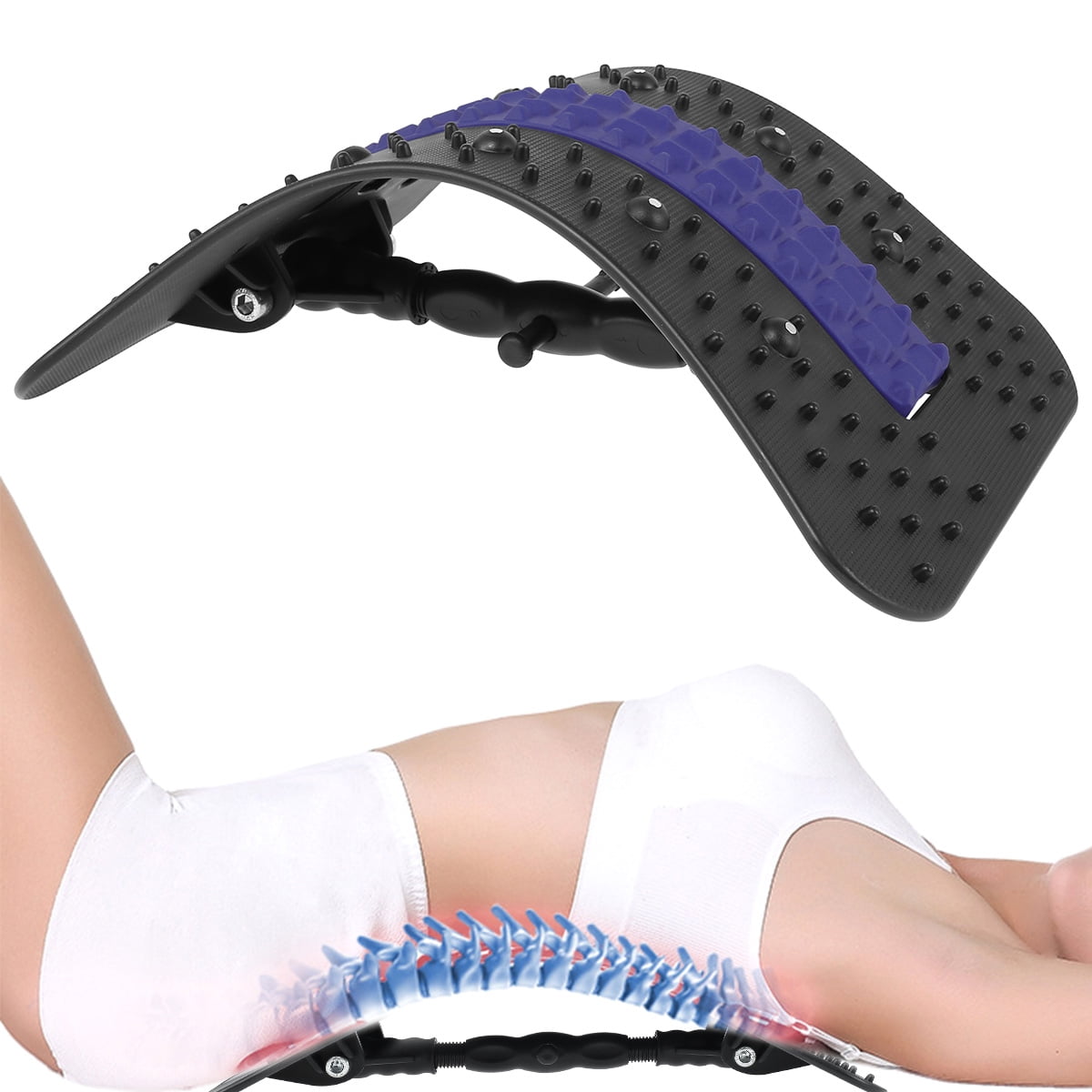 JTWEEN Back Stretcher MultiLevel Lumbar Support Adjustable Back Massager with Acupressure