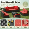thumbnail image 6 of Homall 9 Pieces Rattan Patio Furniture Conversation Set Outdoor Sectional Sofa for Backyard,Red, 6 of 8