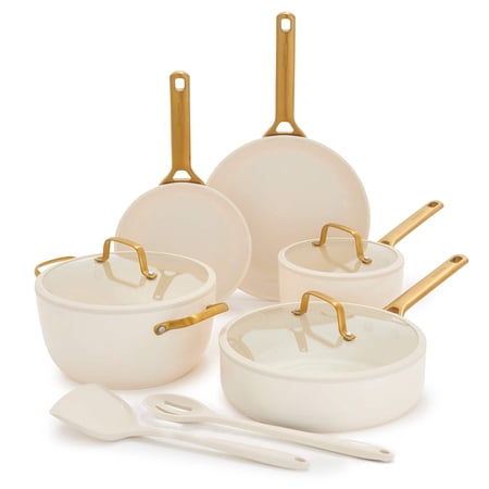 GreenPan 10-Piece Reserve Pro Cookware Set, Ceramic Nonstick, Oven Safe, Dishwasher Safe, Cream