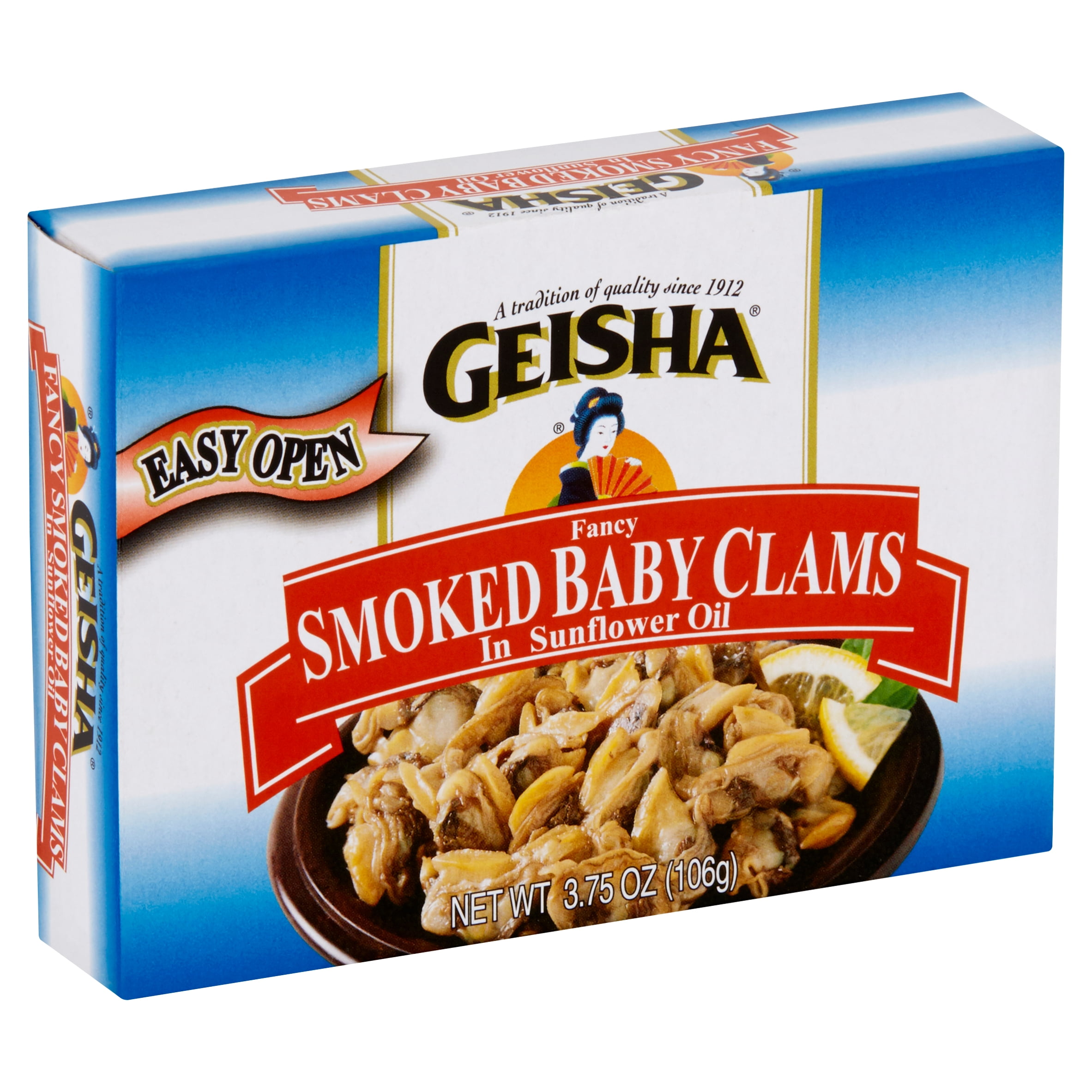Geisha Fancy Smoked Baby Clams in Sunflower Oil, 3.75 oz