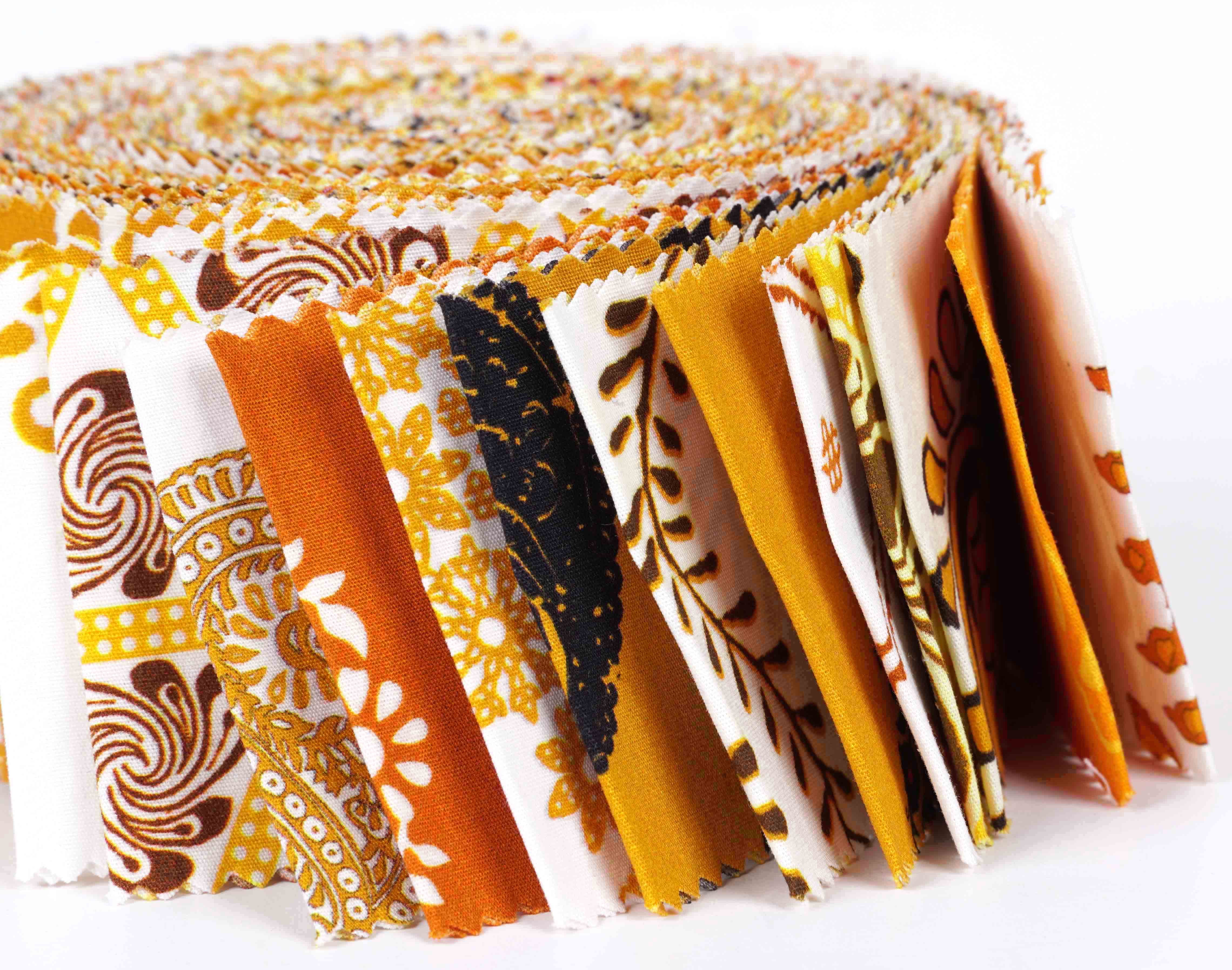 Soimoi 40Pcs Paisleys Print Cotton Precut Fabrics For Quilting Craft Strips 2.5 inches Jelly Roll - Orange