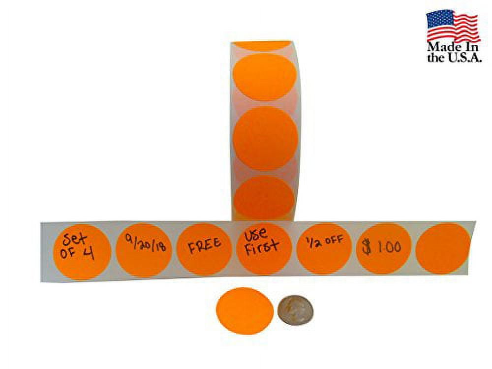 Circle Stickers Color Coding Labels Super Bright Fluorescent Neon Yellow, Green, Orange and Pink Round Circle Dots For Organizing Inventory 1.5" 4,000 Total Adhesive Stickers (1000 of each color)