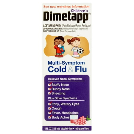 Dimetapp enfants Multi-Symptom douleur rhume et grippe releveur / Fièvre Réducteur, antihistaminique / antitussif et décongestionnant liquide 4 fl oz