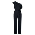 thumbnail image 3 of Lilgiuy Fashion Womens Bandage Solid Cold Shoulder Suspender Cami Pants Pockets Jumpsuit Black 8(L) Winter Clothes for 2022, 3 of 4