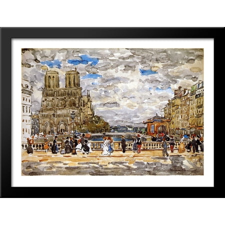 Notre Dame 38x28 Large Black Wood Framed Print Art by Maurice Prendergast