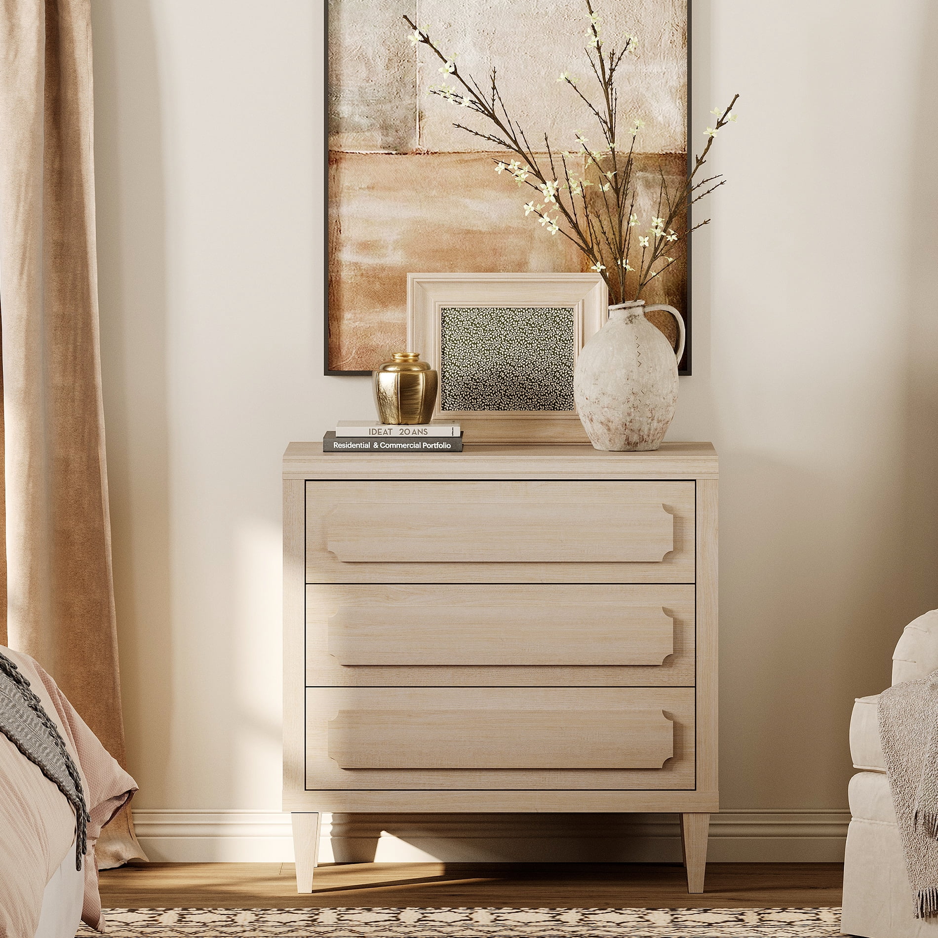 WAMPAT Mid Century Modern Nightstand Set of 2