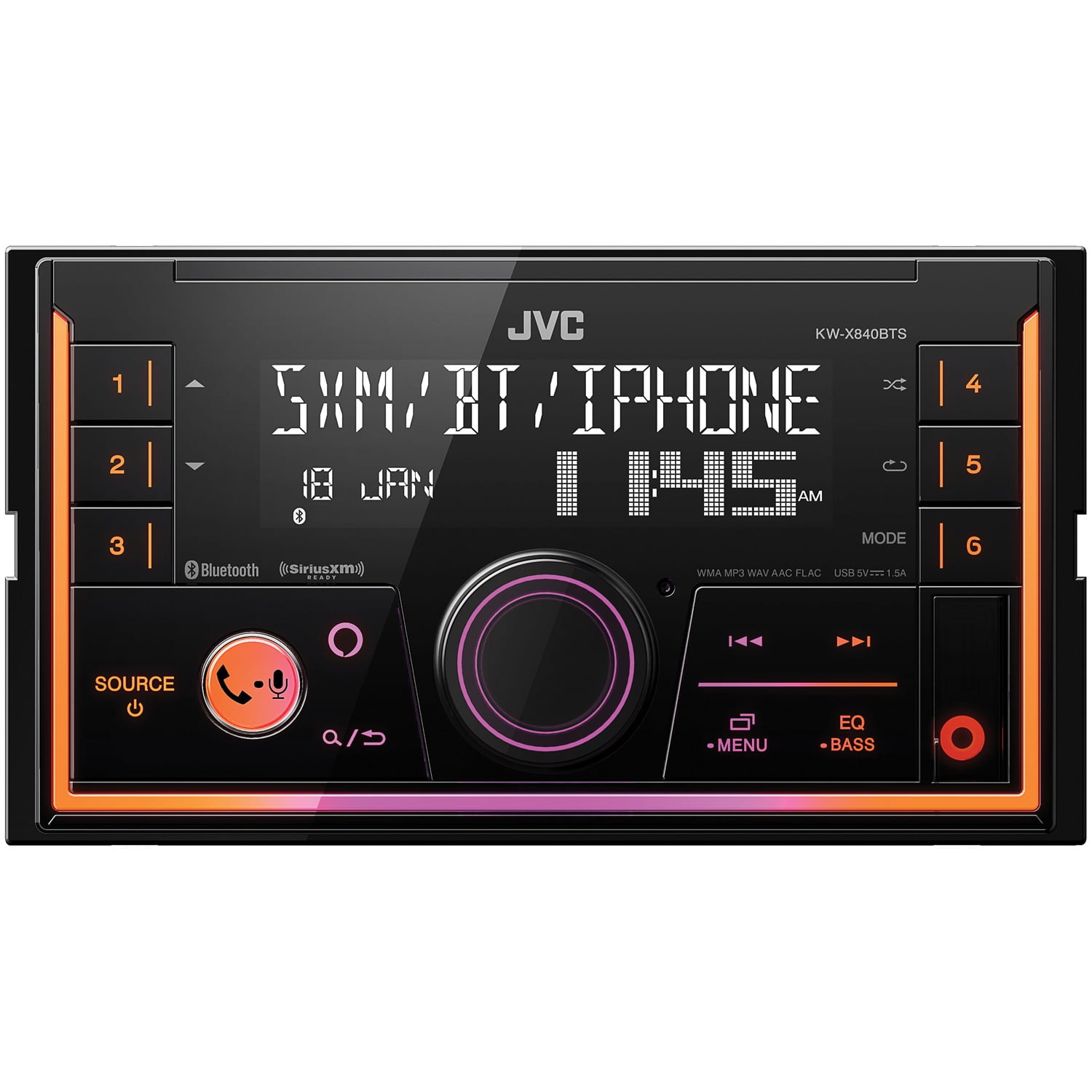JVC KW-X840BTS Double DIN In-Dash Digital Media Receiver with Bluetooth, Built-in Smart Voice Assistant, and SiriusXM Ready