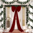 thumbnail image 4 of Extra Large Christmas Front Door Bow Decorations 27 x 78 Inch Giant Velvet Christmas Tree Topper Bow with Long Streamers Wreath Wall Decor for Home Xmas Room Holiday Porch(Burgundy), 4 of 6