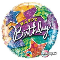 18 inch Birthday Lightning Bolt & Stars Foil Mylar Balloon - Party Supplies Decorations
