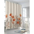 thumbnail image 3 of Shower Curtains Orange Poppy Flower Bath Curtain Floral Leaves Plant Waterproof Bathroom Shower Curtain Set with Hooks Decoration 72 x 72 Inches, 3 of 7