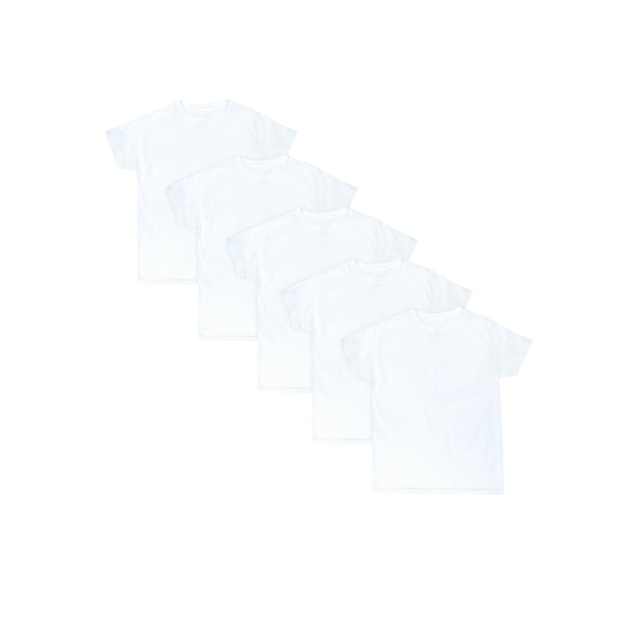 Hanes Boys Undershirts, 5 Pack Blended White Crew T-Shirt, (Little Boys & Big Boys)
