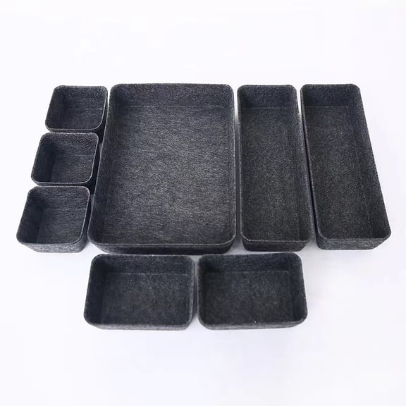 8PCS Felt Drawer Organizer Tray Set, Desk Drawer Storage Dividers, Space-saving Storage for Home Office, Jewelry, Snacks, Gray