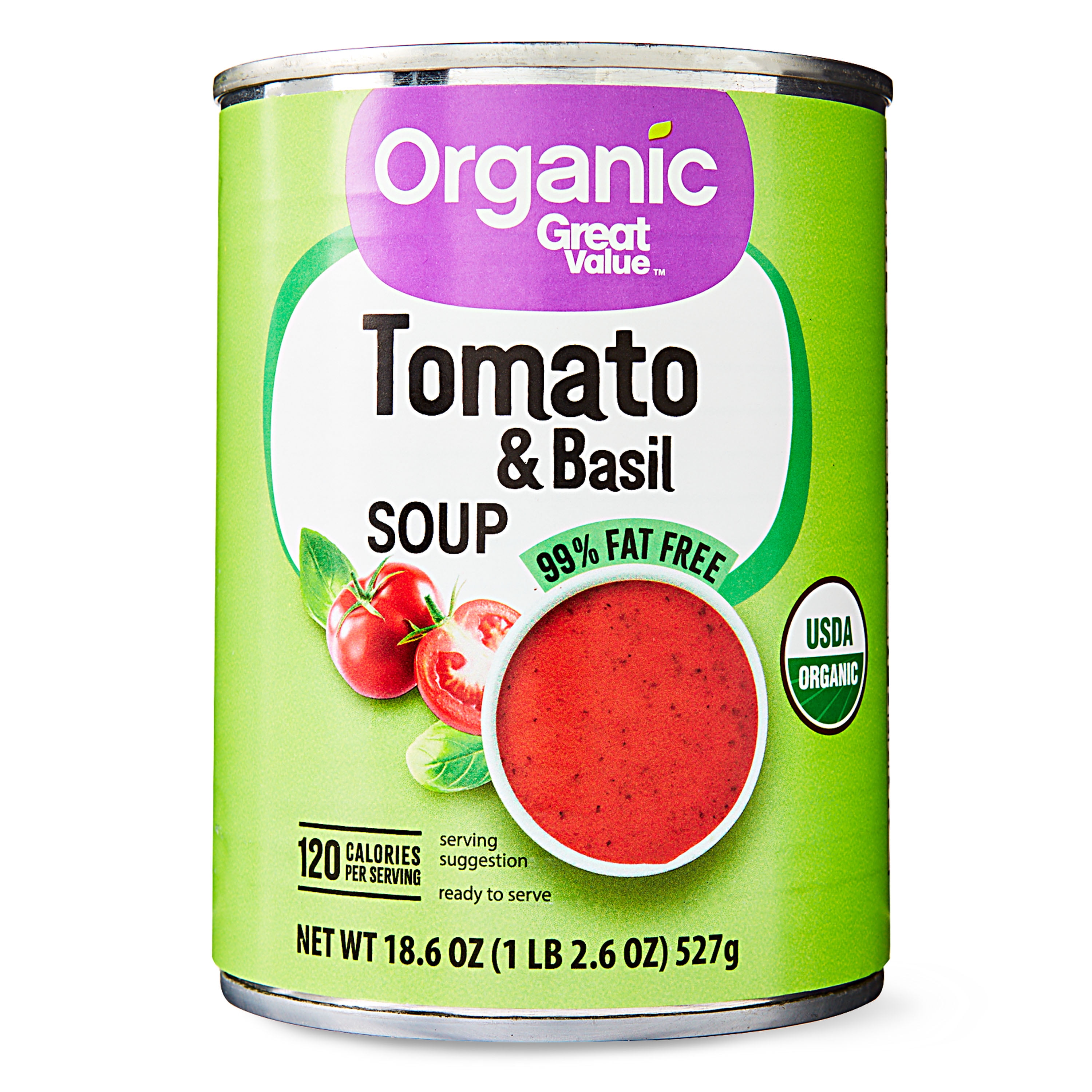 (3 pack) Great Value Organic Tomato Basil Soup, 18.6 oz