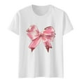 thumbnail image 5 of 2DXuixsh T Shirts for Women Relaxed Fit Women's Casual Round Neck Fun Bow Fruit Cake Printed T Shirt Short Sleeved 4 Fitted T Shirts for Women Pink Size Xl, 5 of 5