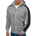thumbnail image 2 of Caqnni Men's Full Zip Hoodie Winter Striped Long Sleeve Knitted Cardigan Sweater Slim Fit Hooded Sweatshirt Pockets (XXL,Grey), 2 of 6