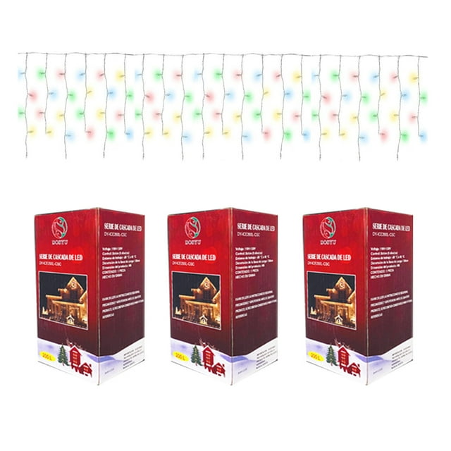 3 Piezas Serie Cascada Navideña 200 Luces Led 4 Metros Multicolor DOSYU