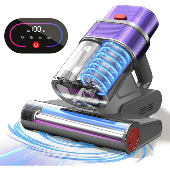 Mattress Vacuum Cleaner with Dust Smart Sensor, Bed Vacuum Cleaner with UV Light& Hot Wind, 16Kpa Suction 500W & 45000Rpm BrushRoll Rotation & Ultrasonic Tech & 0.6L Dust Cup,Corded
