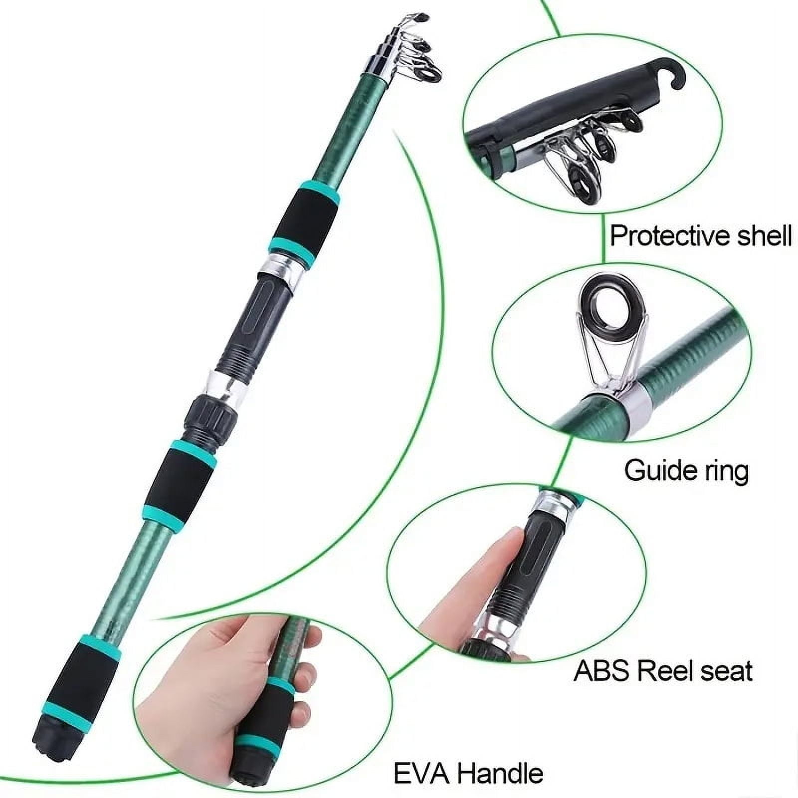 HAN.1 Telescopic Fishing Rod and Spinning Reel Set, Full Fishing Kit with Baits Hooks Accessories, Portable Travel Fishing Pole Combo for Freshwater Saltwater