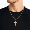 thumbnail image 3 of 14K Solid Yellow Gold Reversible Latin Mexican Holy Cross Necklace Religious Chain Pendant Jesus Christ Christian Charm, 3 of 13