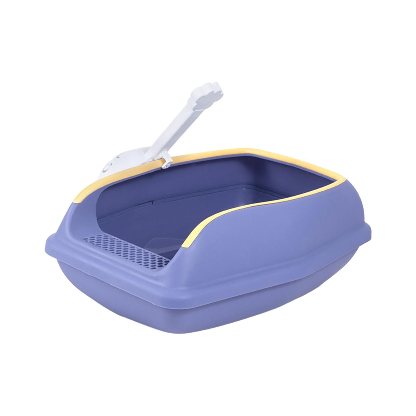 perfeclan Cat Bedpan Portable with High Side itter Container Semi Closed Easy to Clean Kitty Litter Pan for Indoor Cats L Violet