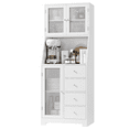 Homfa 64.1'' Kitchen Pantry with Microwave Shelf, 4 Drawers Storage